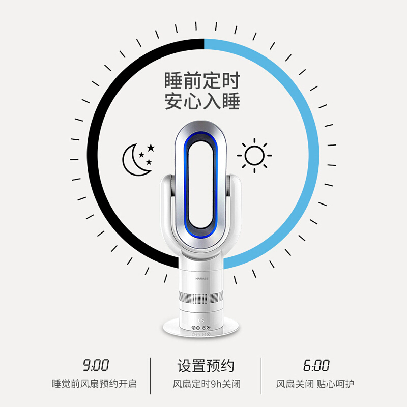 海纳斯(HANASS)无叶风扇Q8-PRO电风扇 家用 冷暖两用/智能遥控台扇/落地扇/塔扇