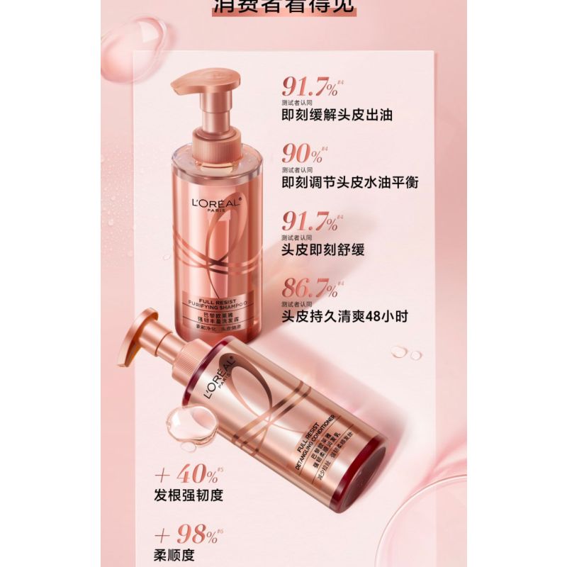 欧莱雅(LOREAL)强韧柔顺洗护发套装(洗440ml+护440ml)生姜洗发水护发素防断发丰盈