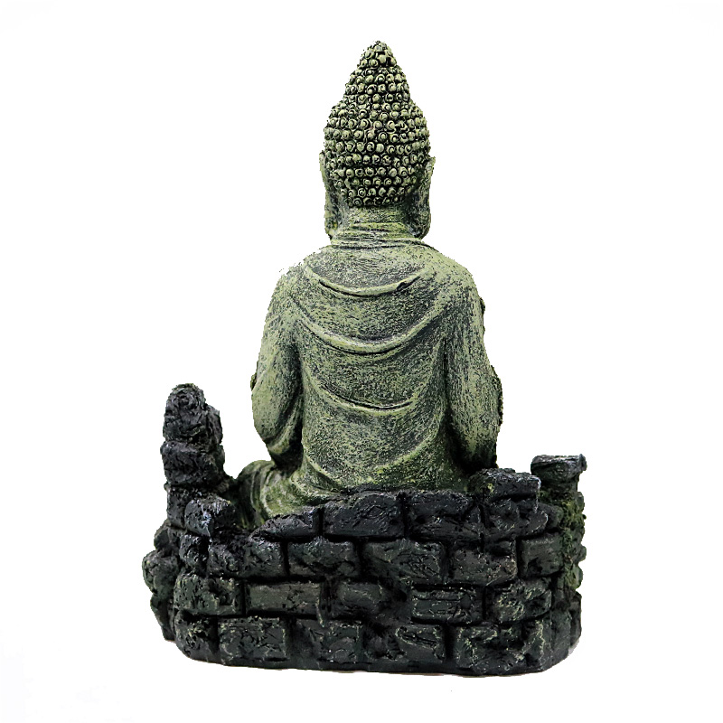 仿真鱼缸造景禅境古佛像佛头摆件水族箱树脂装饰假山石像如来坐佛高清大图
