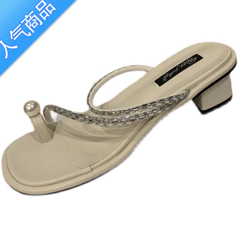 SUNTEK法式晚风凉拖外穿女鞋子2023年春夏新款仙女风配裙子粗跟黑色凉裙高清大图