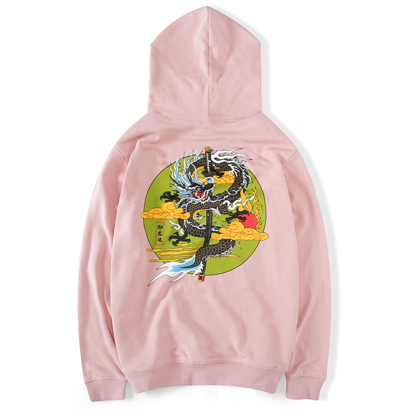 天龙致尊denonsupreme卫衣男国潮牌中国风醒狮印花套头连帽衫嘻哈男