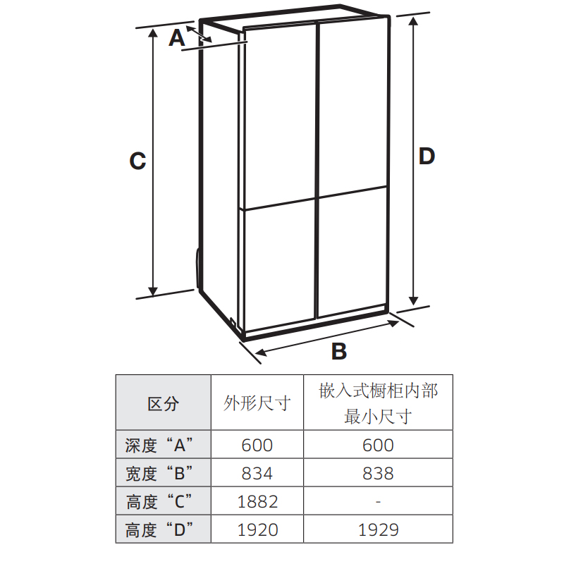 三星RF50DG5151QQSC 501L超薄嵌入 独立三循环 三蒸发器 AI节能 超净离子除菌十字对开门冰箱高清大图