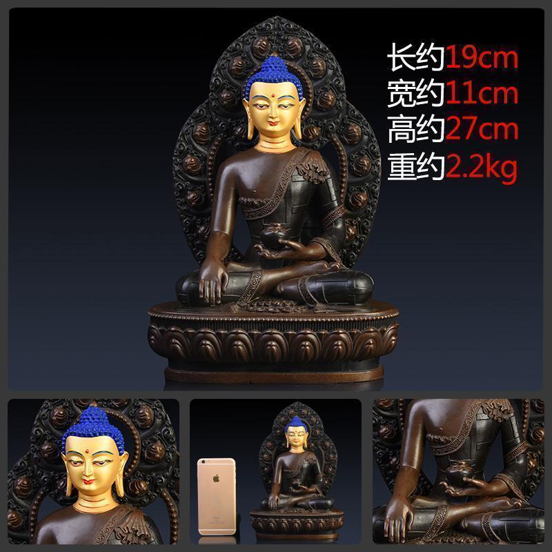 家柏饰(CORATED)佛像释迦牟尼佛 背光坐莲花如来佛摆件释迦摩尼密宗尼泊尔高清大图