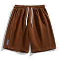 男士短裤潮牌运动休闲裤子夏季仿棉菠萝布纯色宽松五分裤 XL 咖啡色