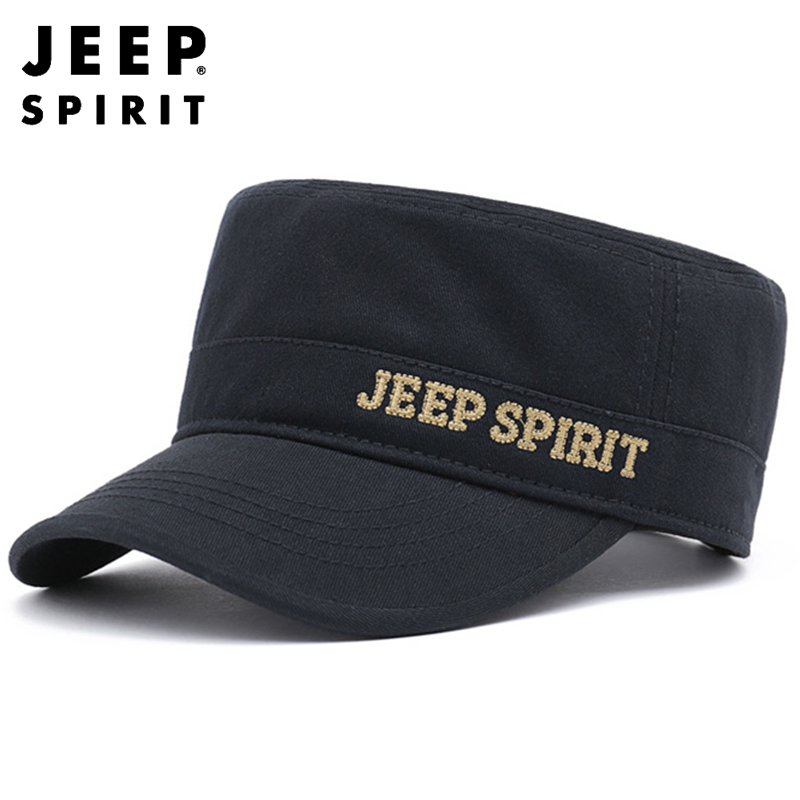 JEEP SPIRIT正品吉普专卖男士户外旅游帽宽檐平顶帽可调节遮阳帽鸭舌帽休闲帽