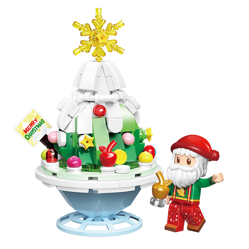 2026圣诞节装饰静电贴纸玻璃门贴圣诞树老人氛围场景布置窗贴3750 圣诞树绵绵冰积木