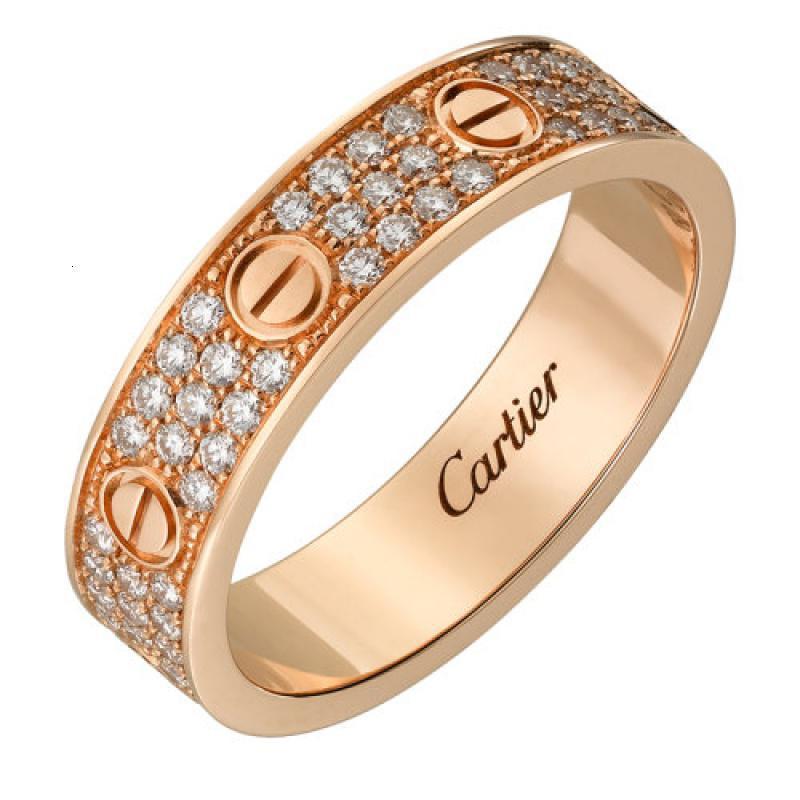 cartier/卡地亚 经典款 love 18k金玫瑰金钻石结婚戒指 镶嵌88颗明亮