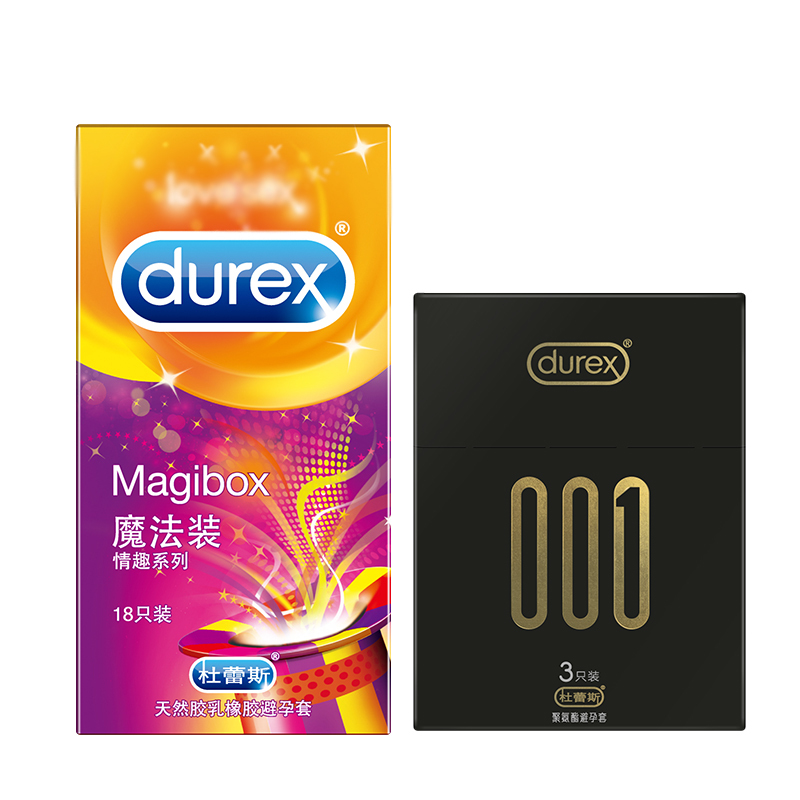 杜蕾斯(Durex) 避孕套 魔法情趣18只+001-3只 凸点螺纹草莓果味型安全套 标准款 男用成人计生用品