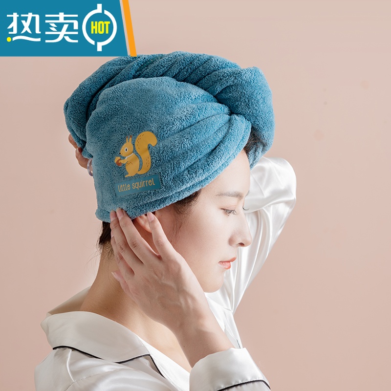 敬平干发帽吸水速干女2022新款加厚浴帽巾洗头擦头发包头毛巾帽子 加厚珊瑚绒[160g 7倍吸水]-黄色树懒高清大图
