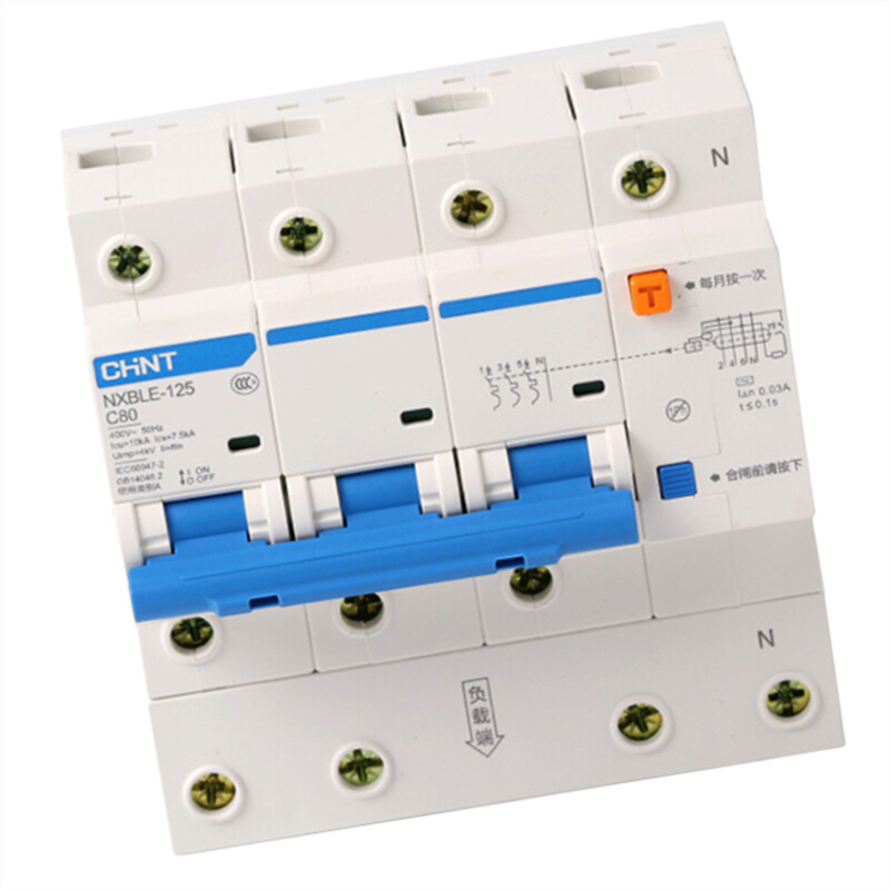 正泰 NXBLE-125 3P C100 30mA 家用空气开关小型断路器 家用保护开关