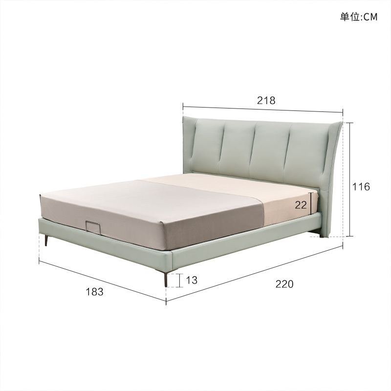 顾家家居皮床现代轻奢真皮软床奶油风主卧软包床婚床双人床8073天