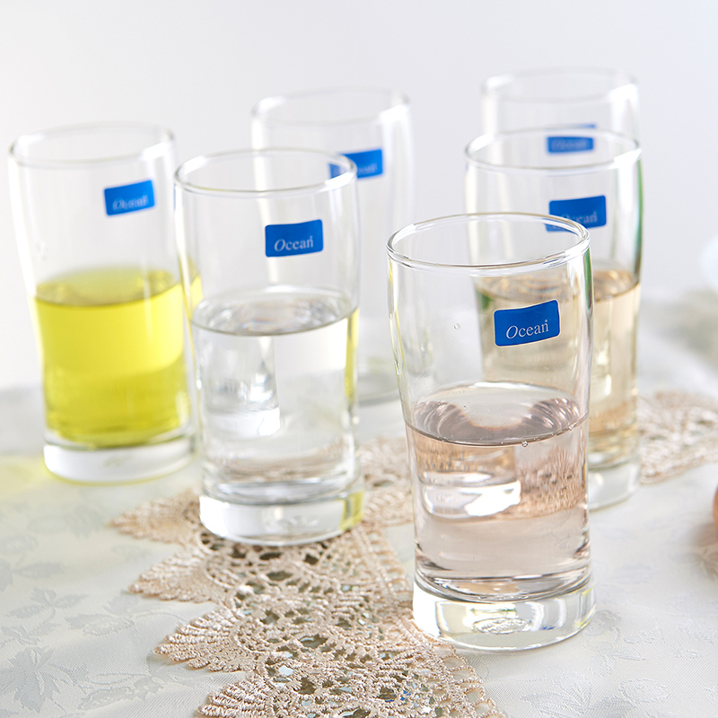 ocean进口无铅透明玻璃水杯耐热茶杯果汁杯收腰直身杯饮料杯家用水杯2