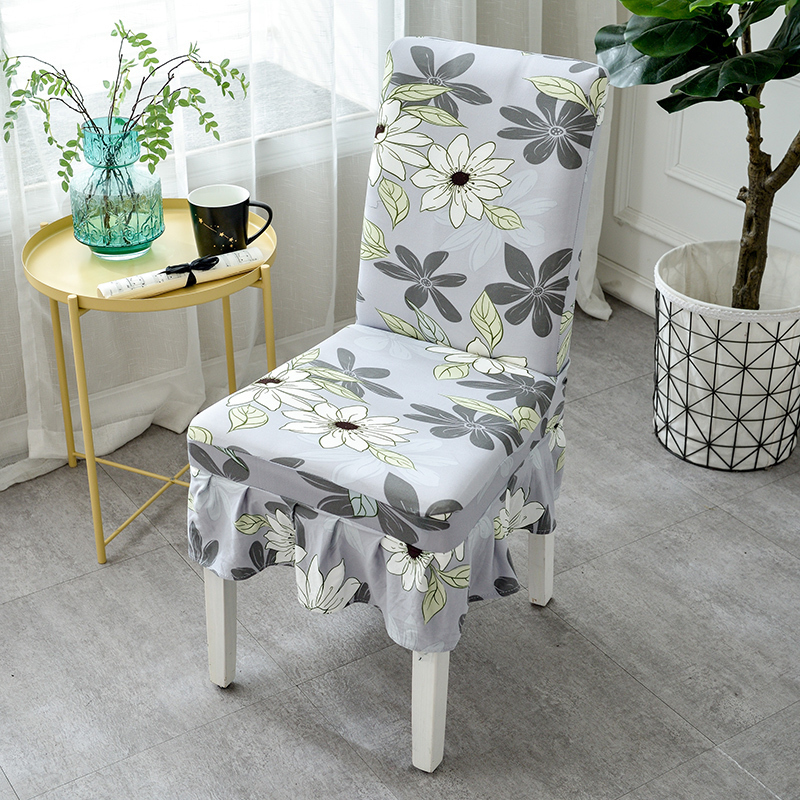 家柏饰(CORATED)椅子套罩家用餐厅连体餐椅套椅垫套装简约弹力通用餐桌座椅凳子套 蕙质兰心(裙摆)升级款有绑绳高清大图