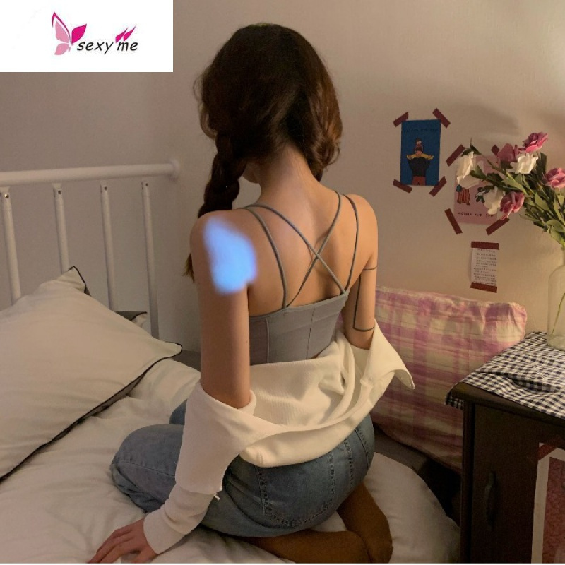 性感美背纯色短款背心上衣女韩版夏季外穿显瘦抹胸小吊带内衣 FISH BASKET