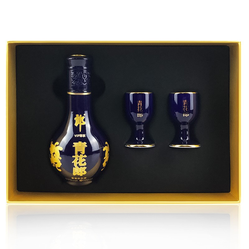 郎酒青花郎礼盒 vip尊享中国郎中国年53度100ml*1瓶 2个酒杯酱香型小