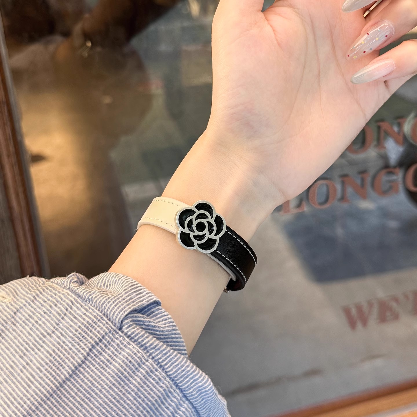 适用于华为手表gt6表带山茶花折叠扣gt5平纹watch5皮带3139B 黑色 3高清大图