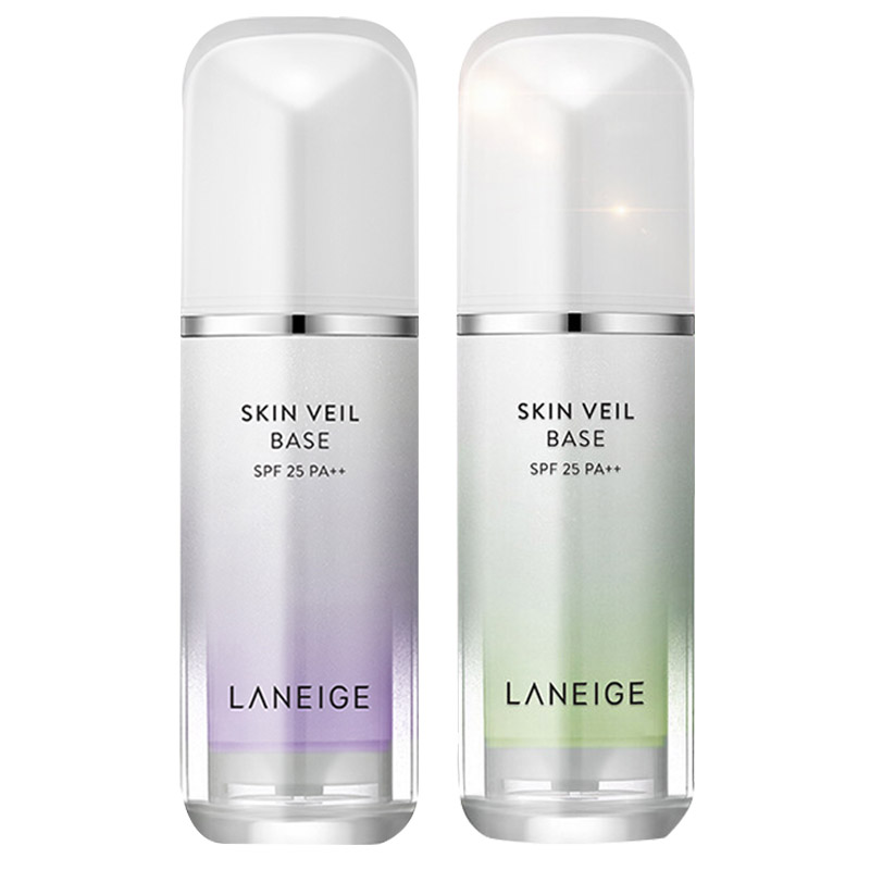 韩国进口兰芝（LANEIGE）隔离霜防晒妆前乳打底紫色+绿色保湿雪纱丝柔颜遮瑕提亮均匀肤色SPF25/PA++ 30ml