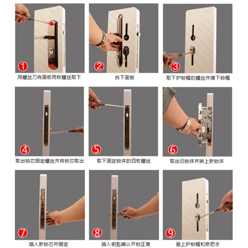 BONJEAN防盗大房把手防撬加厚钢板双快单活双活大锁通用型执手高清大图