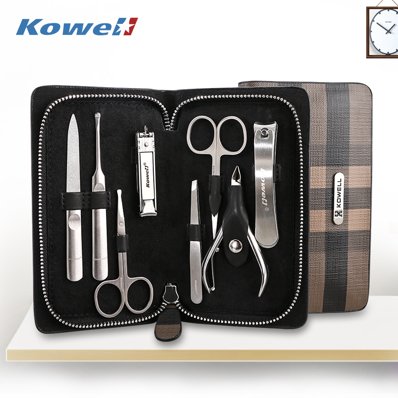 韩国(kowell)进口指甲刀套装不锈钢修甲工具家用指甲剪钳修脚刀套装灰色高清大图