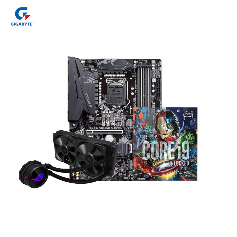 技嘉Z490 GAMING X主板+英特尔i9 10900KA CPU处理器+华硕240 飞龙水冷散热器