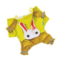 天宠雨衣斗牛防水服卡通宠物服装泰迪春夏四脚衣狗小型犬防雨 明黄色 上黄下黄 14