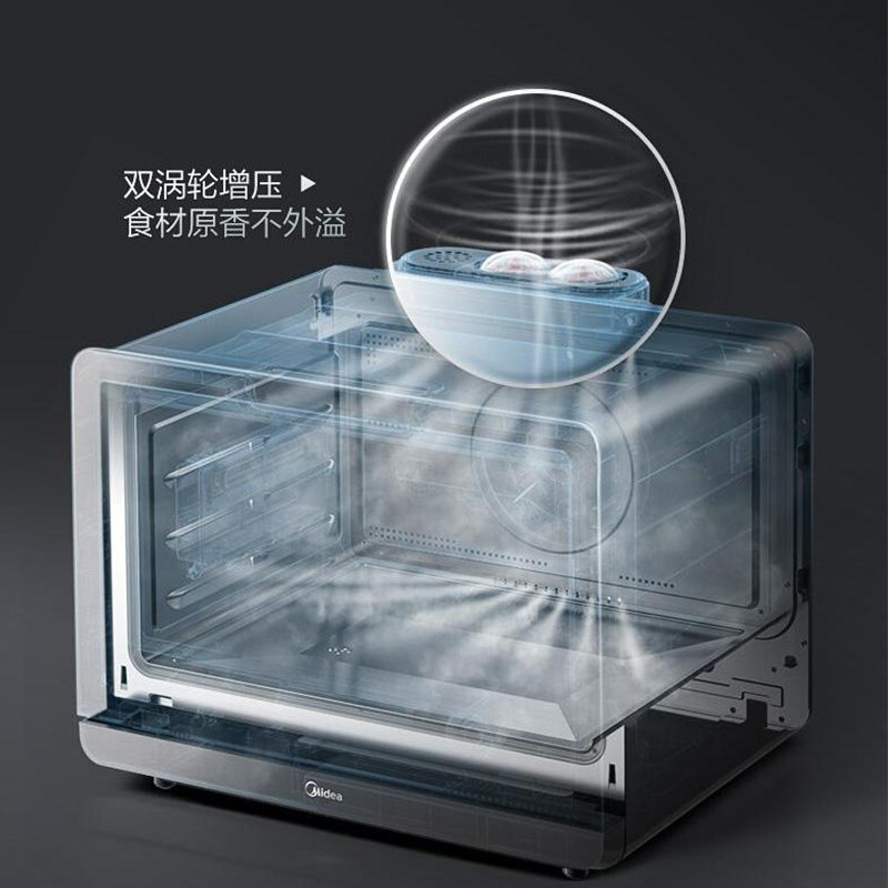美的(Midea) 家用台式蒸烤箱蒸箱30L蒸烤烘培脱脂热风独立控温大蒸汽恒温发酵wifi智能PS30H5W(线下同款)