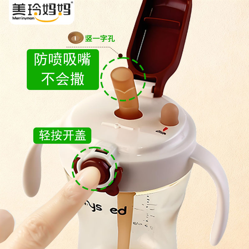 适配世喜7.2厘米大口径奶瓶配件杯盖套装(棕色直饮杯盖+弯管)高清大图