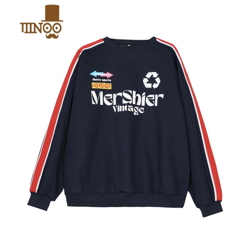 YANXUSnipe te 秋季新款美式字母印花球赛图案休闲宽松长袖卫衣男女