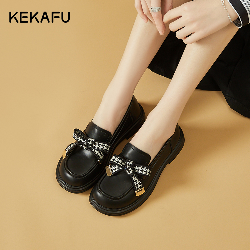 珂卡芙英伦风小皮鞋女2023春季新款单鞋英伦风乐福鞋