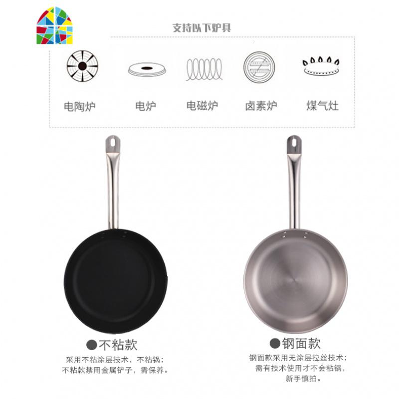 西式不锈钢复合底煎锅 商用不粘平底煎锅 单手柄煎拼 电磁炉 FENGHOU 18.5cm平底锅(钢面款)高清大图