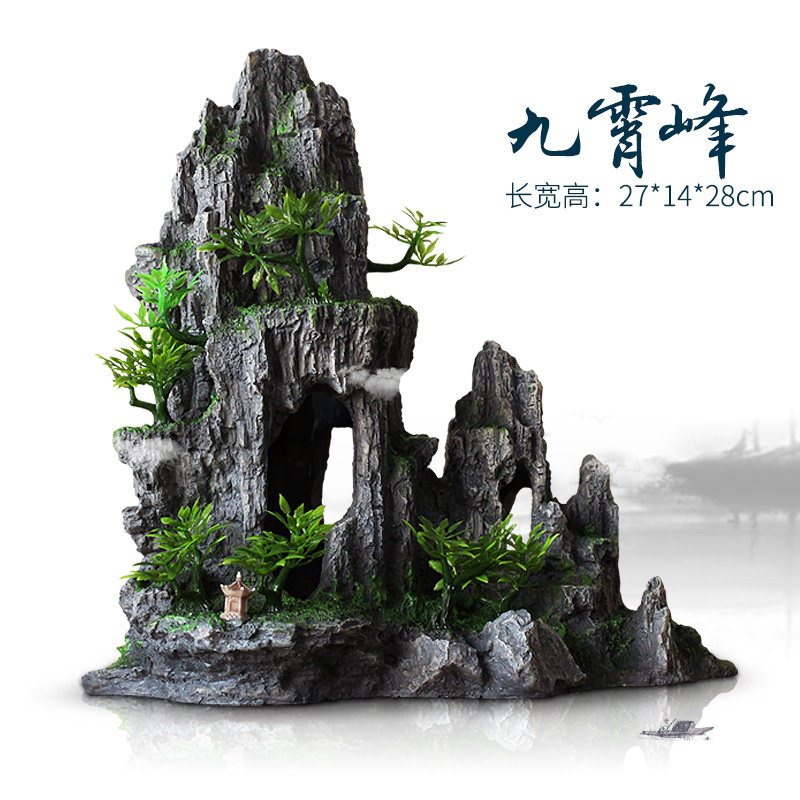 鱼缸造景假山石头仿真水草水族箱装饰大小摆件客厅生态躲避洞套餐