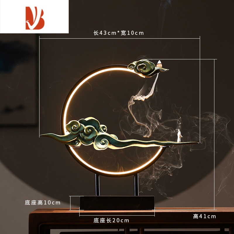 三维工匠创意灯圈倒流香炉摆件禅意玄关家用室内新中式桌面装饰檀香香薰炉高清大图