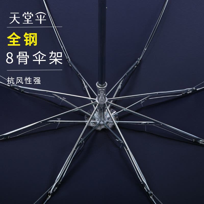 天堂伞三折雨伞折叠伞男士女士高密碰击布一甩干超轻商务晴雨伞太阳伞防紫外线遮阳伞广告伞307e碰印logo定制广告伞图片