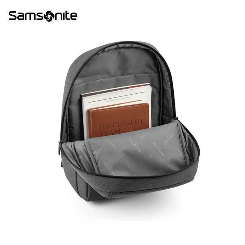新秀丽(samsonite) 电脑包 双肩包商务通勤防泼水书包休闲超轻便 深灰色TR1*18013