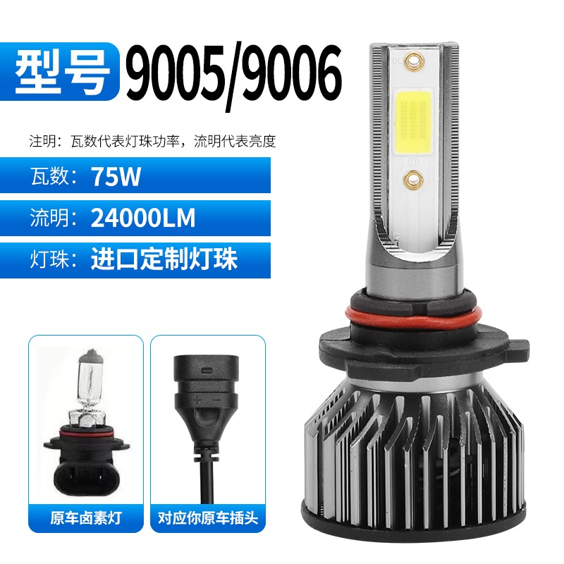 LED汽车大灯h1灯泡h7超亮h4聚光远近一体9005改装9012车灯h11强光 9005型号【320W强光款】对支价