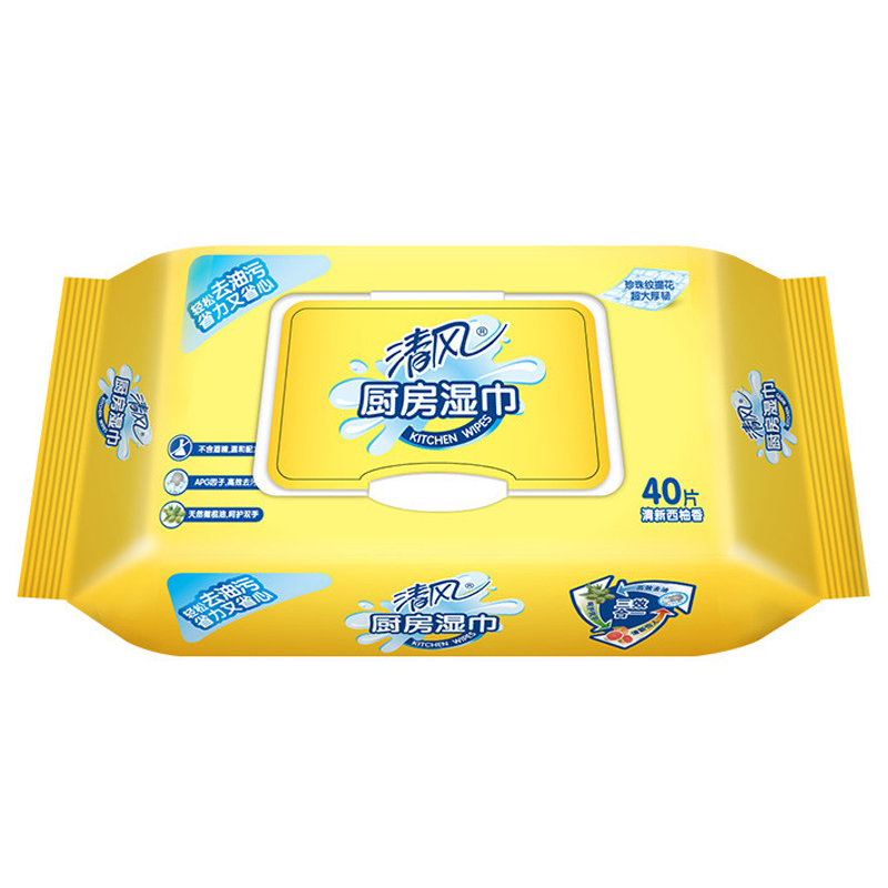 清风 厨房湿巾 厨房湿巾40片去油去污卫生清洁(多片包装)高清大图