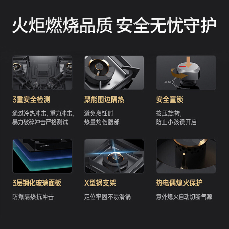 华帝(vatti)5.2KW火力燃气灶天然气灶具换新免扩孔双眼灶台嵌两用安全易清洁JZT-i10089B