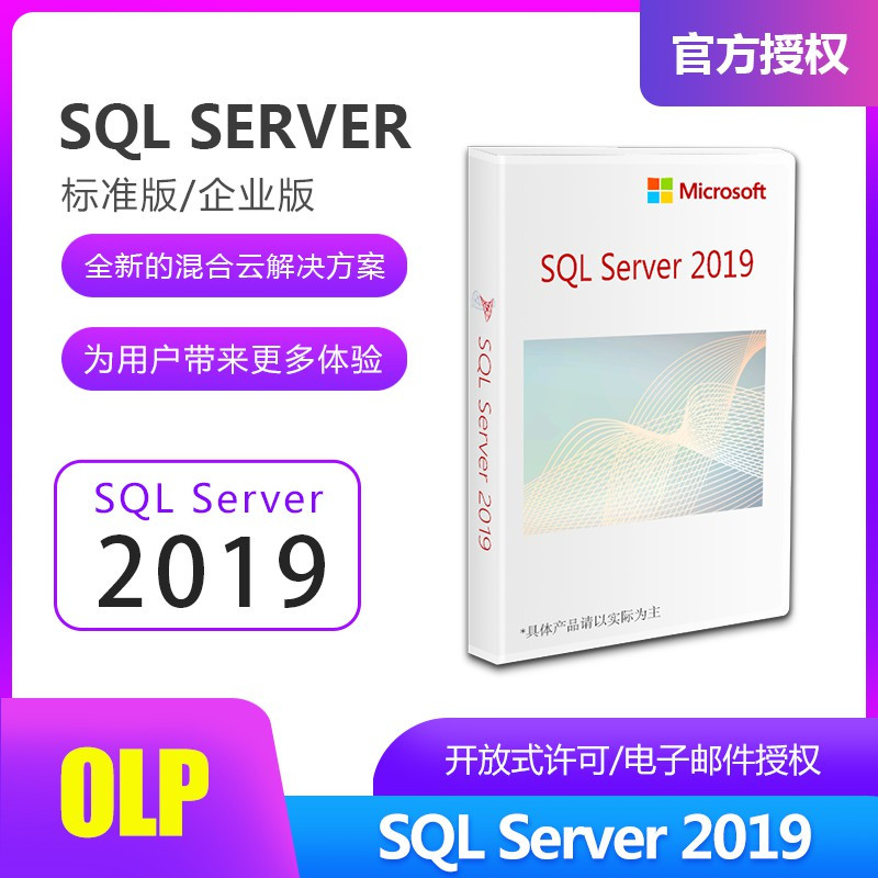 微软正版SQL server 2019数据库15用户/标准版/企业版4核心 + Window server2019标准版