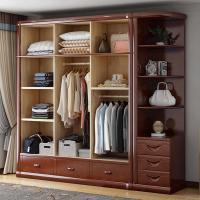 实木衣柜卧室简约现代经济型带镜推拉衣橱移23组合中式