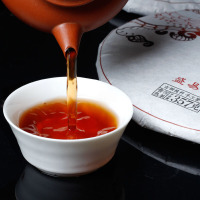 云南普洱茶熟茶 普洱茶 金芽大树熟饼七子饼茶送礼普洱茶叶 单饼357克