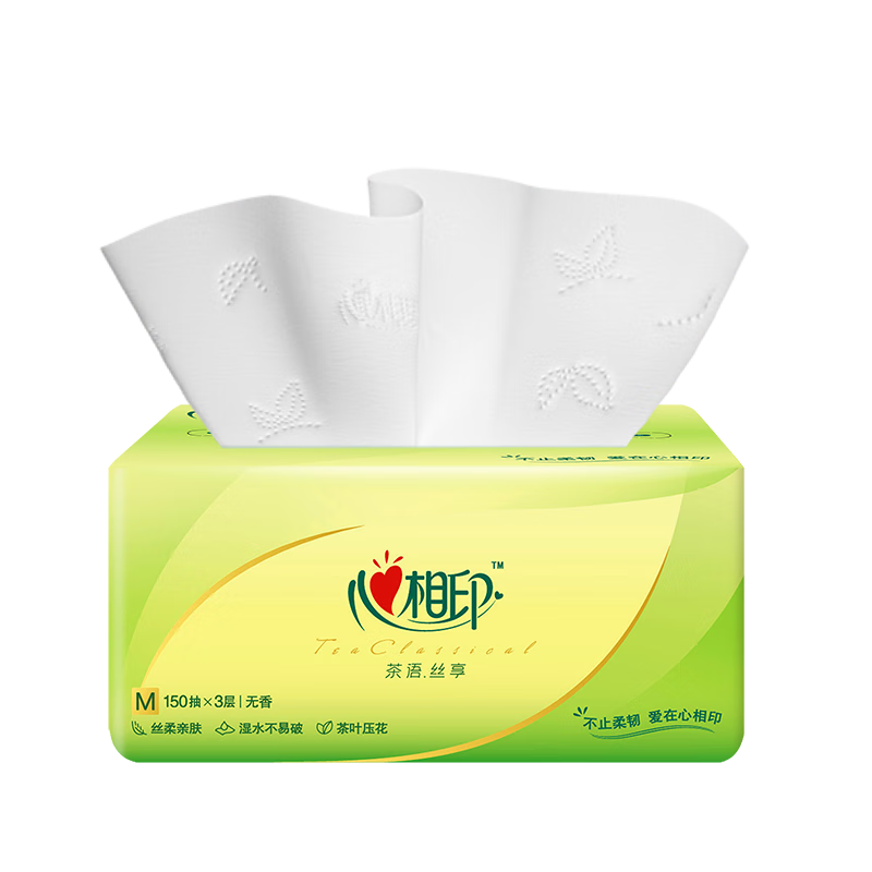心相印茶语丝享系列150抽三层塑装纸面巾 4提 12包DT32150高清大图