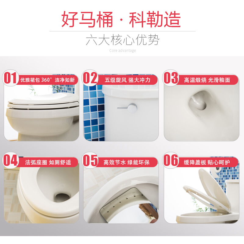 科勒马桶家用连体坐便器 五级旋风 缓降盖抽水马桶5171/76877高清大图