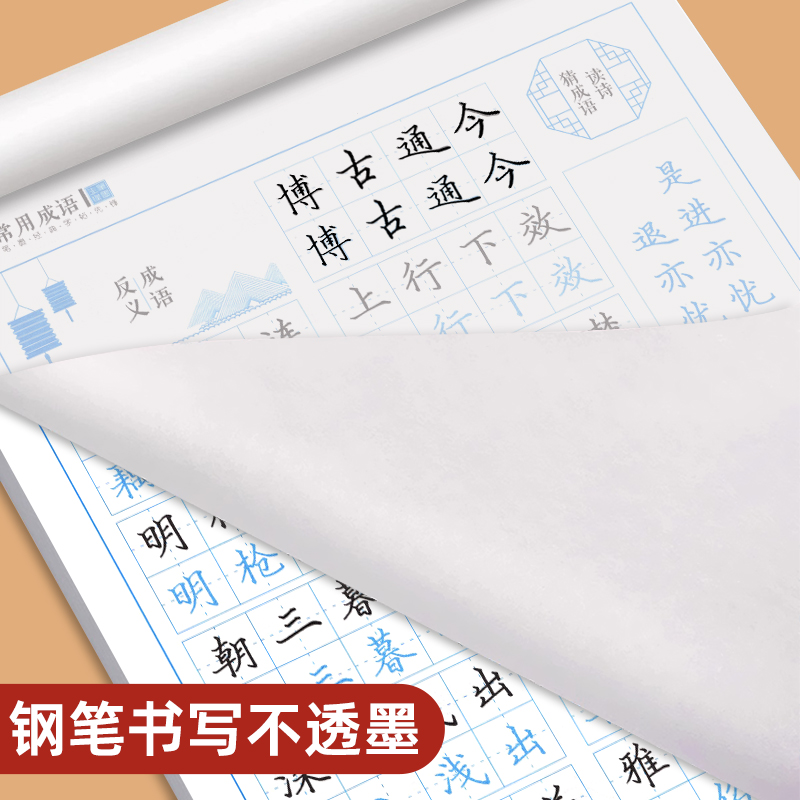 [楷书]常用成语+成语接龙 [正版]楷书字帖成人练字常用成语临摹练字帖成语接龙成年钢笔书法写字帖男生女生练字本初中生高中高清大图