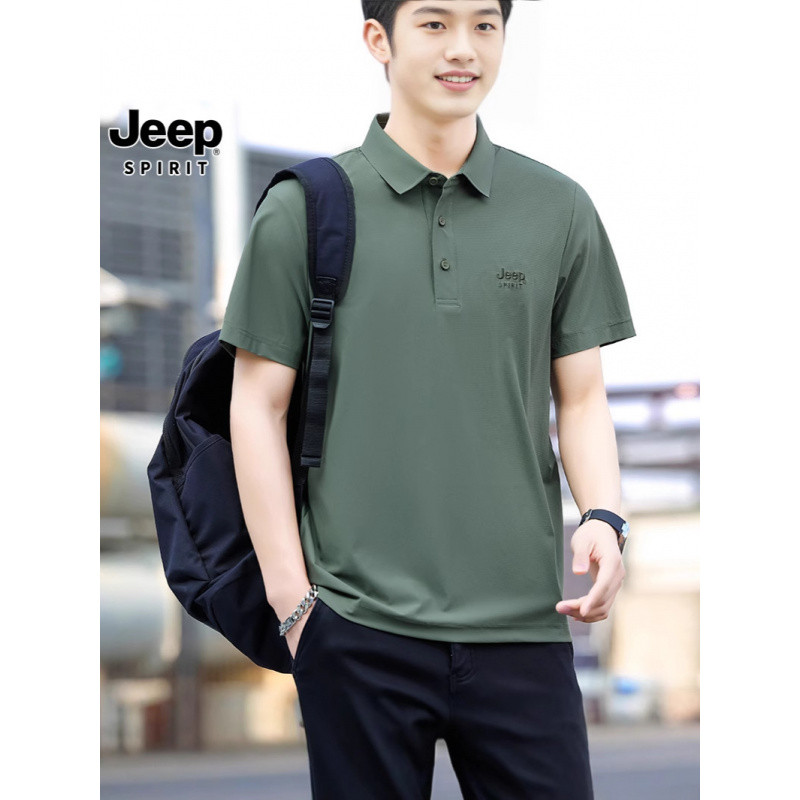 JEEP SPIRIT冰丝POLO衫男短袖夏季薄款男士翻领T恤上衣T恤男装