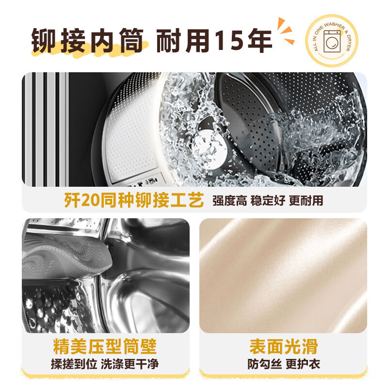 美的(Midea)滚筒洗衣机全自动家用 MD100V36T 10公斤洗烘一体 除菌净螨 节能净速 以旧换新高清大图