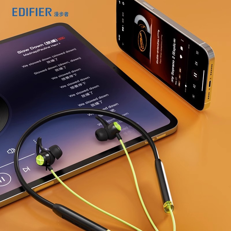 EDIFIER/漫步者X200BT 蓝牙耳机挂脖式运动跑步颈挂真无线入耳降噪适用于华为苹果小米 极光黄高清大图