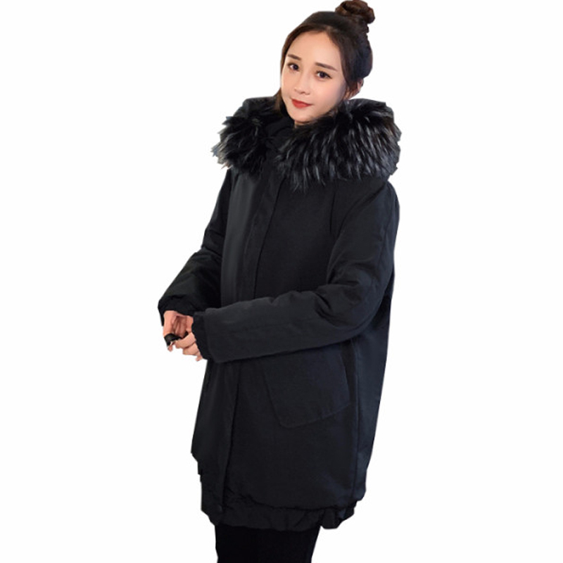 SUNTEK微胖女人冬季加厚大毛领棉衣服胖妹妹洋气穿搭风衣加大码冬装外套风衣
