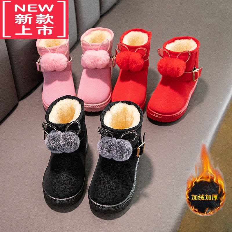 可莉允儿童雪地靴2022年冬季新款宝宝保暖棉靴加绒短靴女童防水防滑皮靴图片