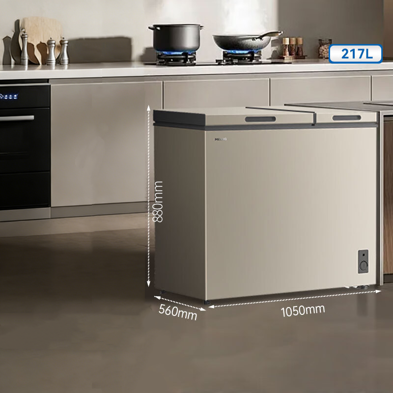 美菱(MELNG)两门双温冰柜217升卧式家用商用冷藏冷冻超薄小型冷柜一级能效顶开双开保鲜大容量补贴电冰柜217DTXP高清大图
