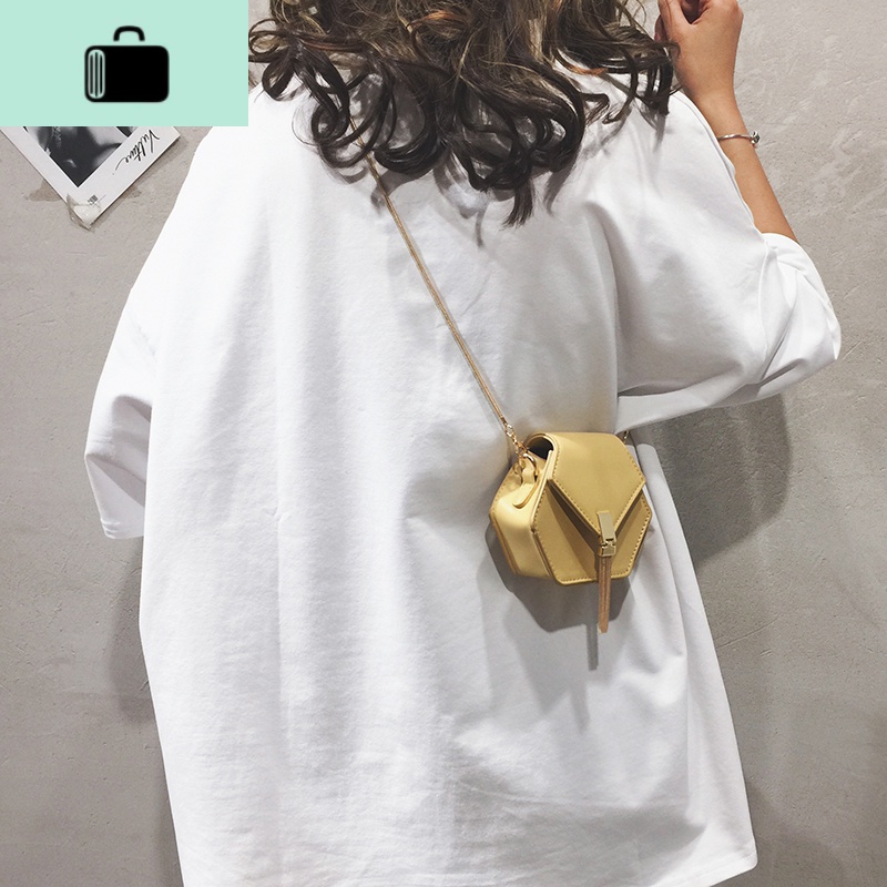 网红迷你小包包女包新款2020纯色链条包流苏个性chic单肩斜挎包潮NEWLAKE 款一黄色